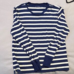 J. Crew Navy and White Striped Crewneck Top